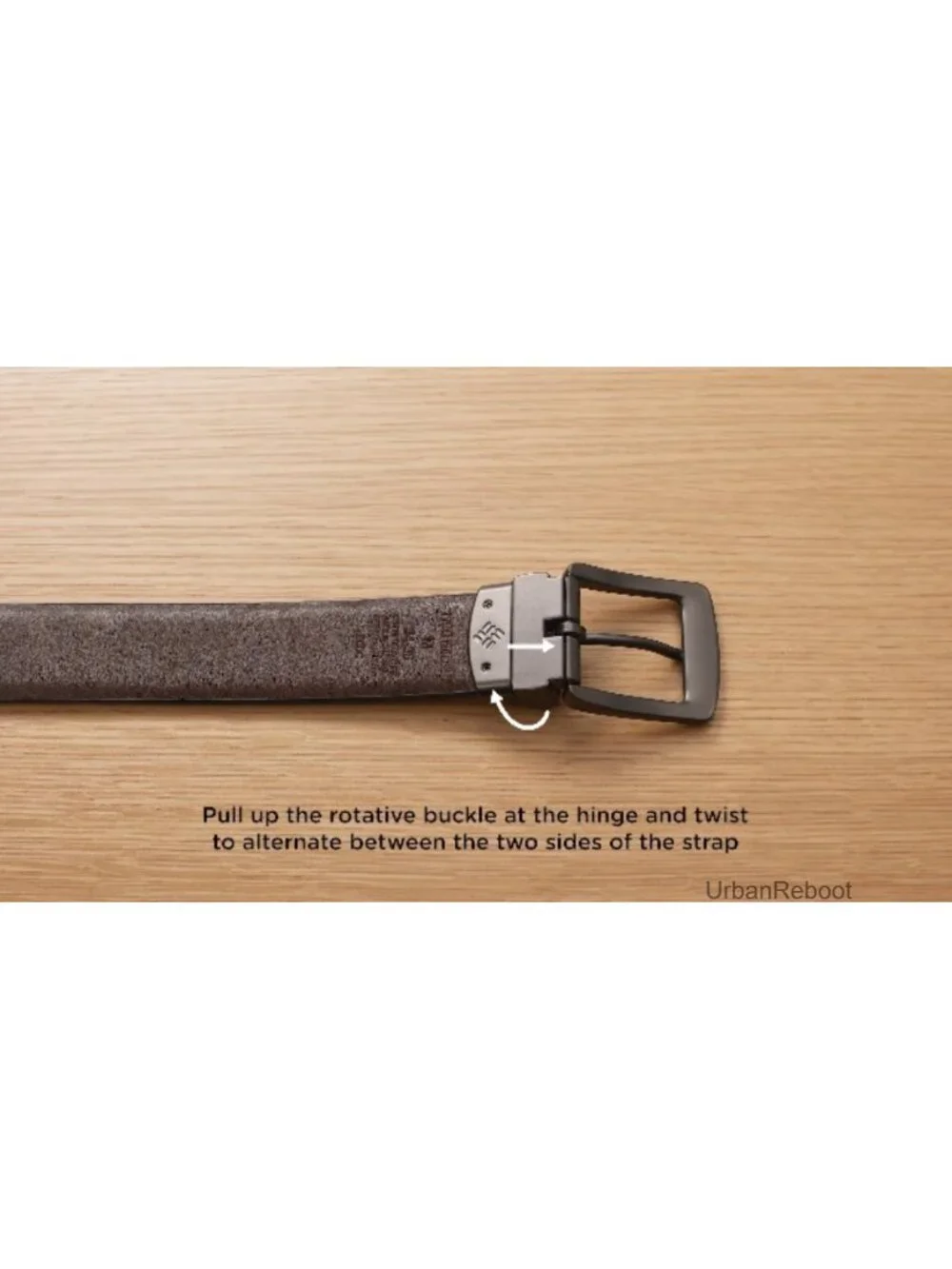 Men's Reversible 2-in-1 Casual Belt with Square Buckle, Stretchy PU Leather